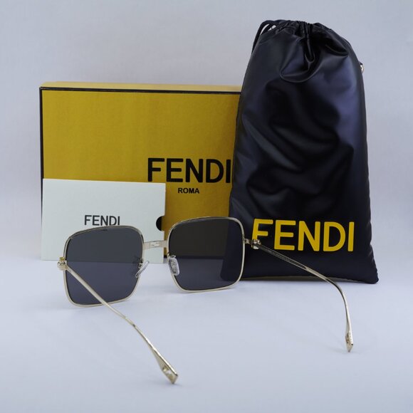 Fendi FE40123U 30A Square Sunglasses - Gold / Smoke
